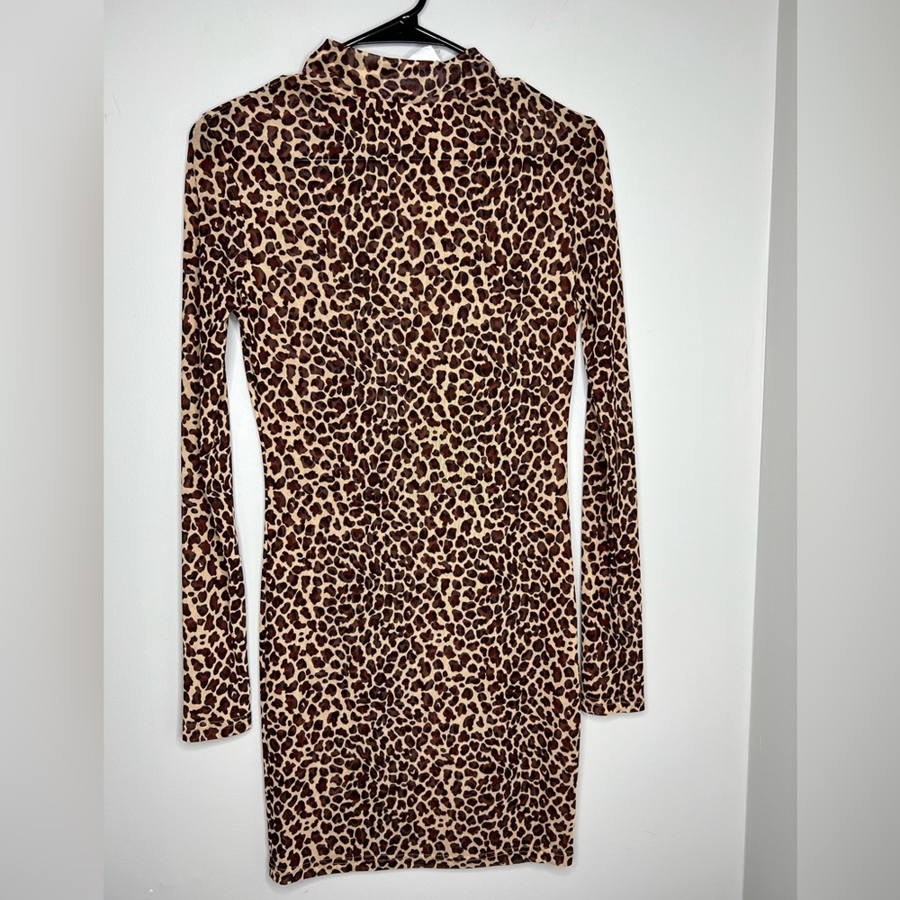 NWT - Hyfve sheer leopard mock neck mini dress. Long sleeves. Size medium. - Picture 2 of 4
